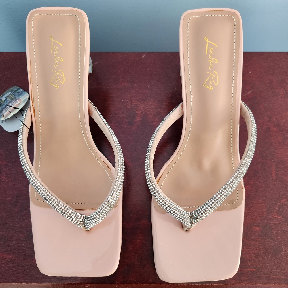 Brand New Never Worn London Rag Elegant Nude Rhinestone Sandals